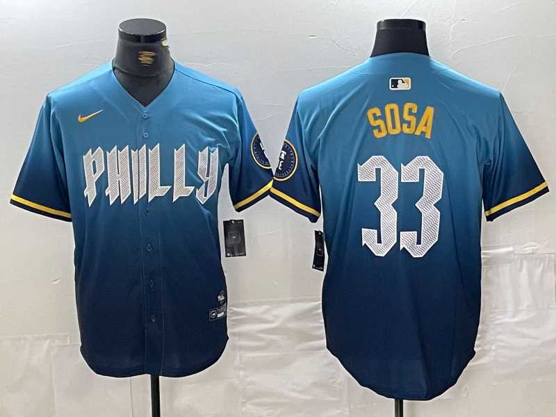 Mens Philadelphia Phillies #33 Edmundo Sosa Blue 2024 City Connect Limited Stitched Jersey